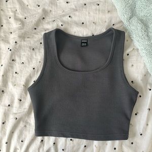 Dark grey, circle neck tank top